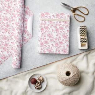 Papier Cadeau Campagne Romantique Vintage Fleur Rose