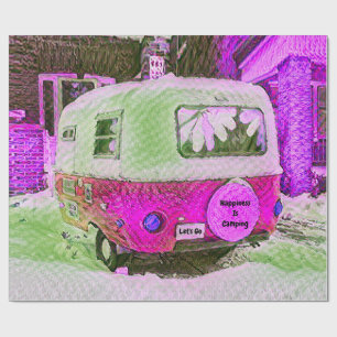 Papier Cadeau Camper Retro Le Bonheur Vintage Des Hippies Est Le