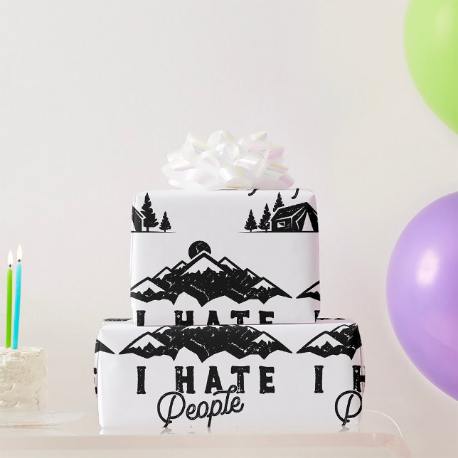 Papier Cadeau Camping Anti-Social Drôle Je Déteste Les Gens (Créateur téléchargé)