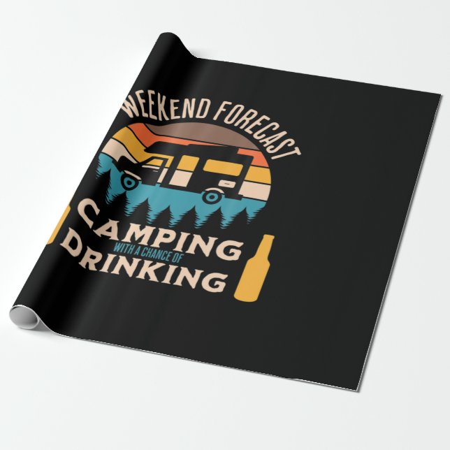Papier Cadeau Camping Bière Avec Bière Anniversaire (Déroulé)
