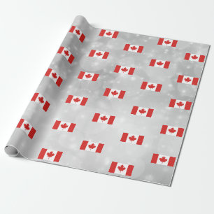 Papier Cadeau Canada Drapeau canadien Feuille d'érable rouge
