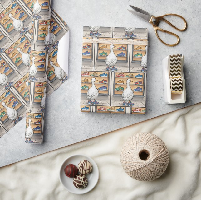 Papier Cadeau Canard blanc faisant du lèche-vitrines pour des ba (Artisanat)