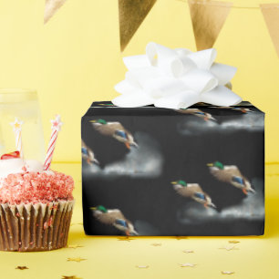 Papier Cadeau Canard de Majard volant au-dessus de l'eau