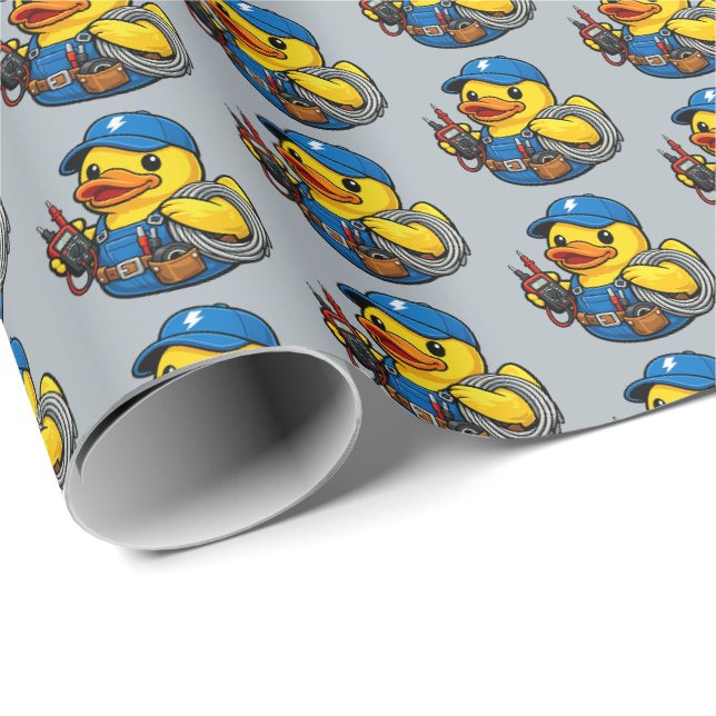 Papier Cadeau Canard en caoutchouc électricien (Coin rond)