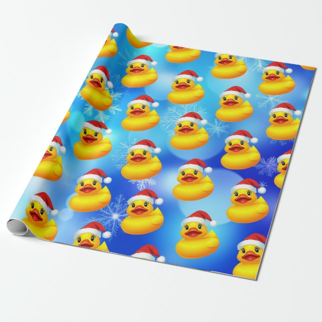 Papier Cadeau Canard en caoutchouc jaune de Noël mignon (Déroulé)