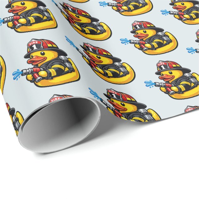 Papier Cadeau Canard en caoutchouc pompier (Coin rond)