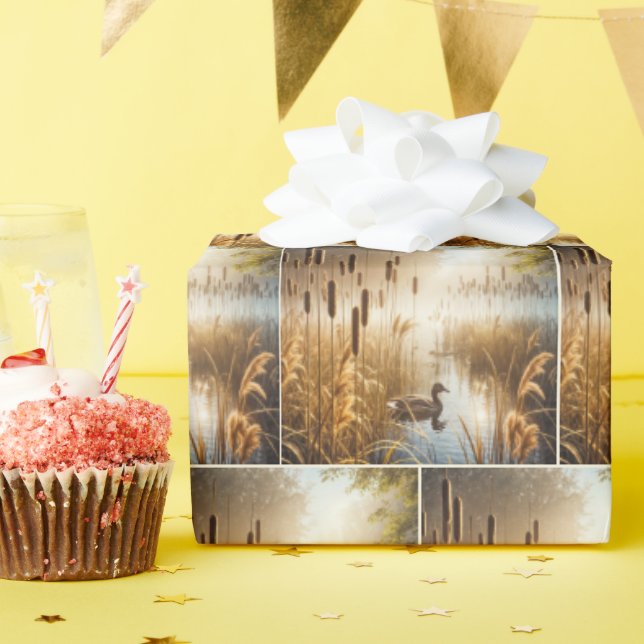 Papier Cadeau Canards et Cattails dans la fosse matinale (Fête d'anniversaire)