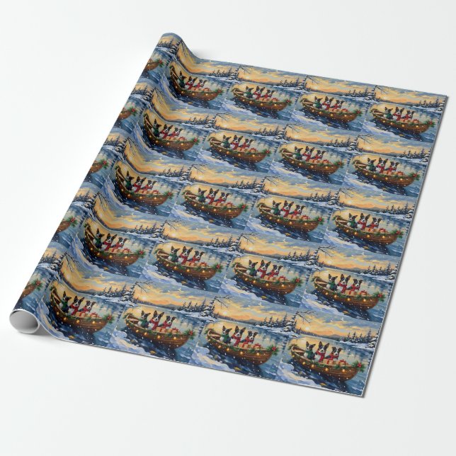 Papier Cadeau Cane Corso Noël Bateau Vacances (Déroulé)