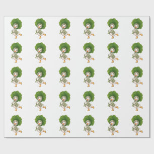 Papier Cadeau Caneton Mignon avec Parapluie en Feuille – Printem