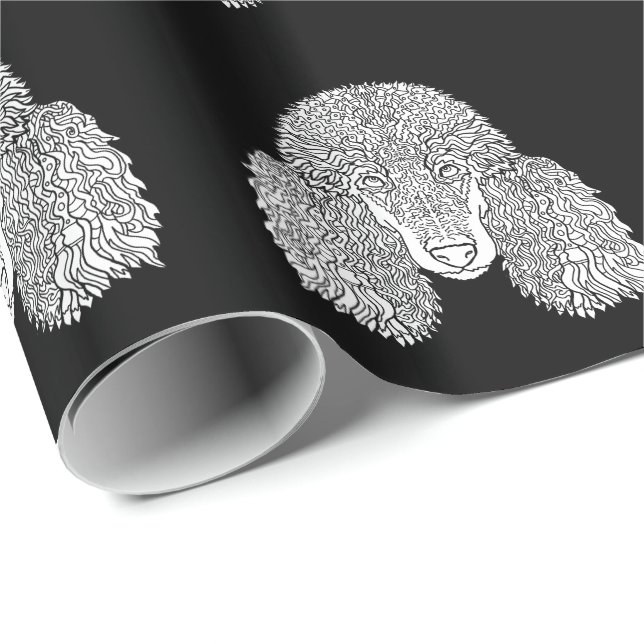 Papier Cadeau Caniche - chiens détaillés (Coin rond)