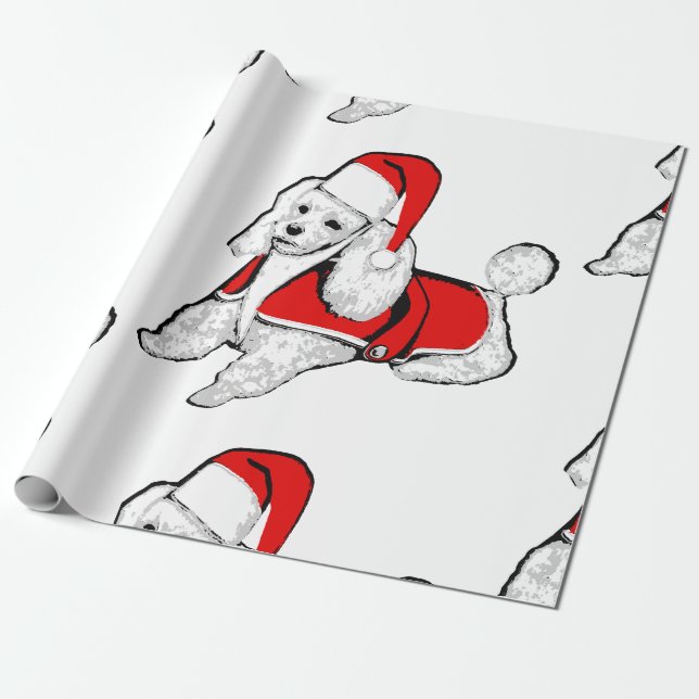 Papier Cadeau caniche de noël santa claus (Déroulé)