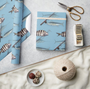 Papier Cadeau Canne à pêche offshore pour poissons de mer mascul