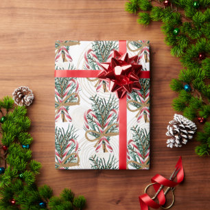 Papier Cadeau Canneberges sur Cercles Dorés