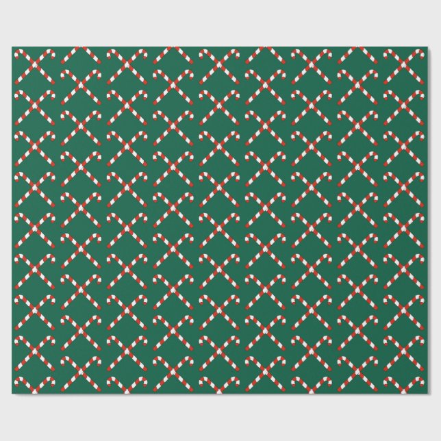 Papier Cadeau Cannes de bonbon croisées (Plat)
