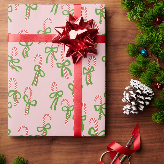 Papier Cadeau Cannes de Noël mignonnes Fêtes de Noël (Cute Christmas Candy Canes Xmas Holiday Wrapping Paper
)