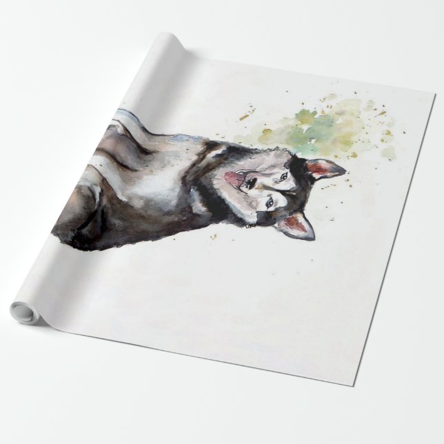 Papier Cadeau Canvas à chien Husky (Déroulé)