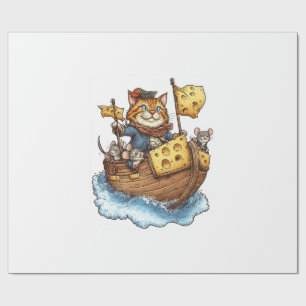 Papier Cadeau Capitaine Meowbeard � Graphique de chat pirate drô
