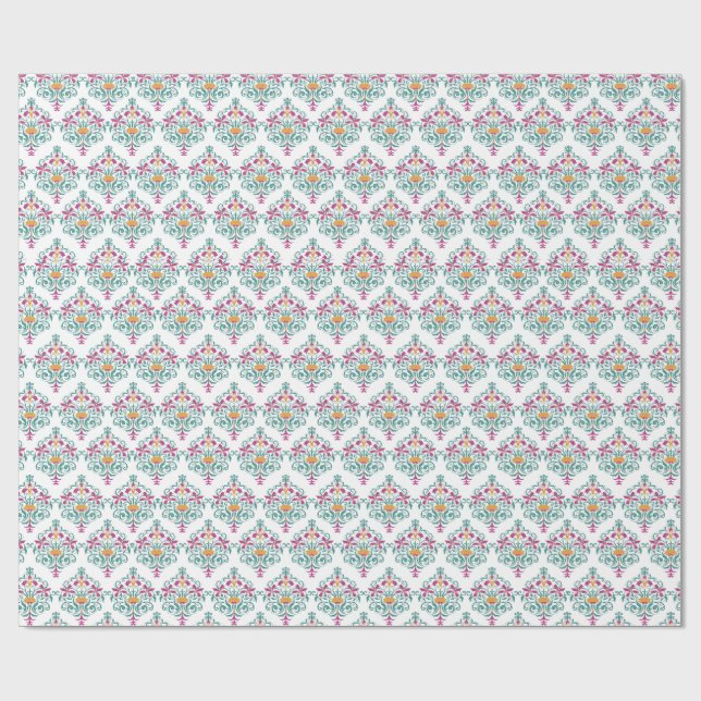 Papier Cadeau Caprice Floral Délice Damassé Moderne. (Plat)