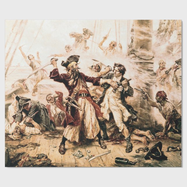 Papier Cadeau Capture, Barbe noire pirate, Revenge de la reine A (Plat)