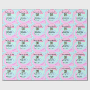 Papier Cadeau Capturez l'amour ajouter QR scan marbre rose bleu 
