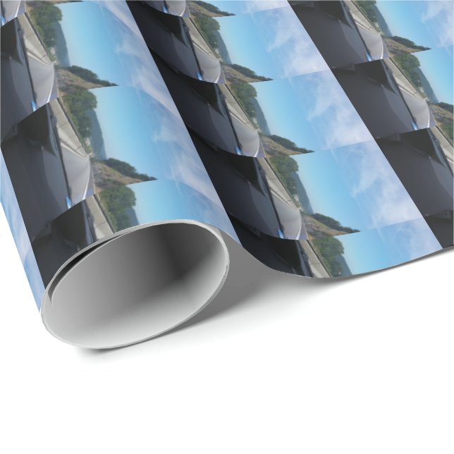 Papier Cadeau Car Holiday Mountains (Coin rond)