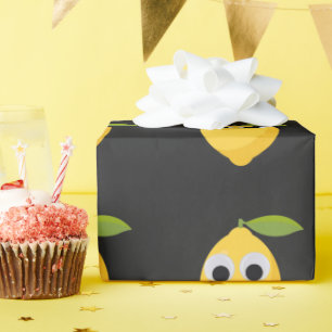 Papier Cadeau Caractère de citron, fruit doux aux yeux de googne