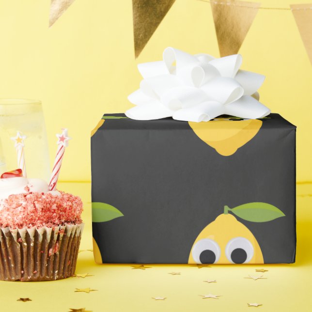 Papier Cadeau Caractère de citron, fruit doux aux yeux de googne (Fête d'anniversaire)