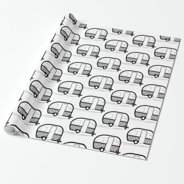 Papier Cadeau Caravane de remorque de voyage classique Thunder_C (Déroulé)