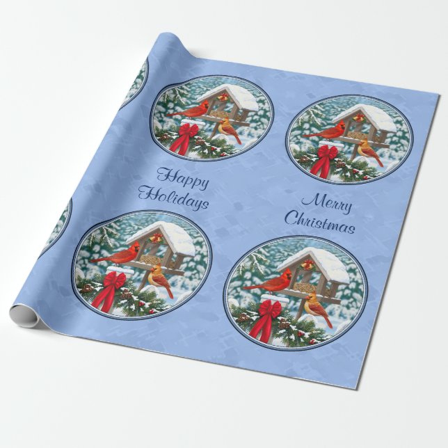 Papier Cadeau Cardinal Feast Blue (Déroulé)