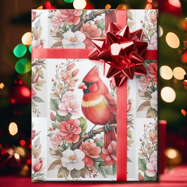 Papier Cadeau Cardinal Red Bird Belle aquarelle Noël (Créateur téléchargé)