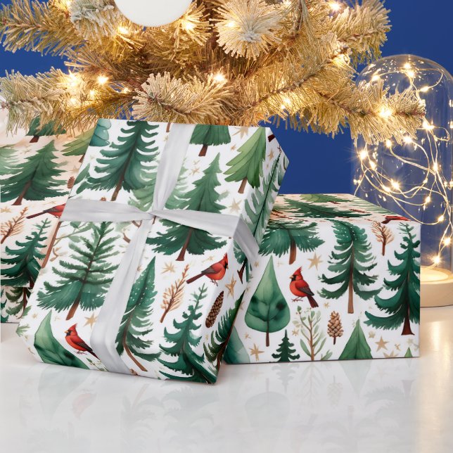 Papier Cadeau Cardinal Rouge Noël Oiseau Fête (Vacances)