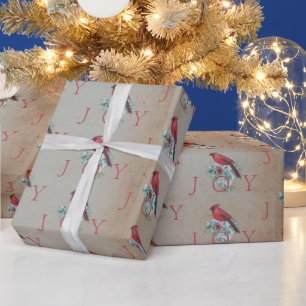Papier Cadeau Cardinal vintage personnalisé Noël Fêtes