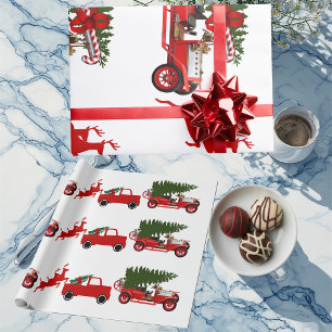 Papier Cadeau Cargaison de Noël Red Green Reindee