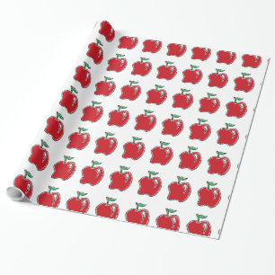 Papier Cadeau Caricature à la pomme rouge dessinée à la main
