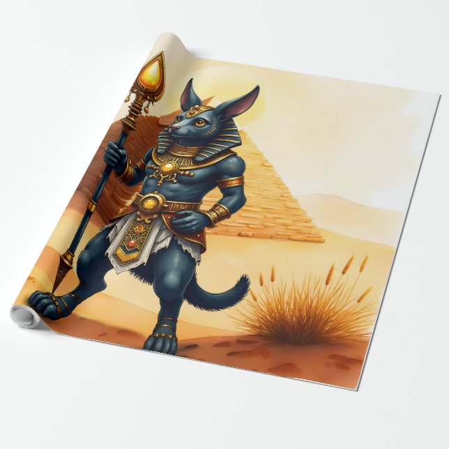 Papier Cadeau Caricature Anubis - Dieu égyptien de l'après-vie (Déroulé)