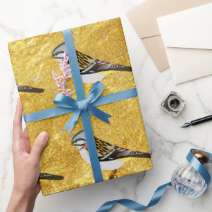 Papier Cadeau Caricature de conception de feuille d'or moineau j