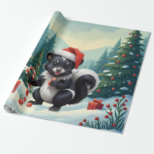 Papier Cadeau Caricature de la peau de Noël mignon