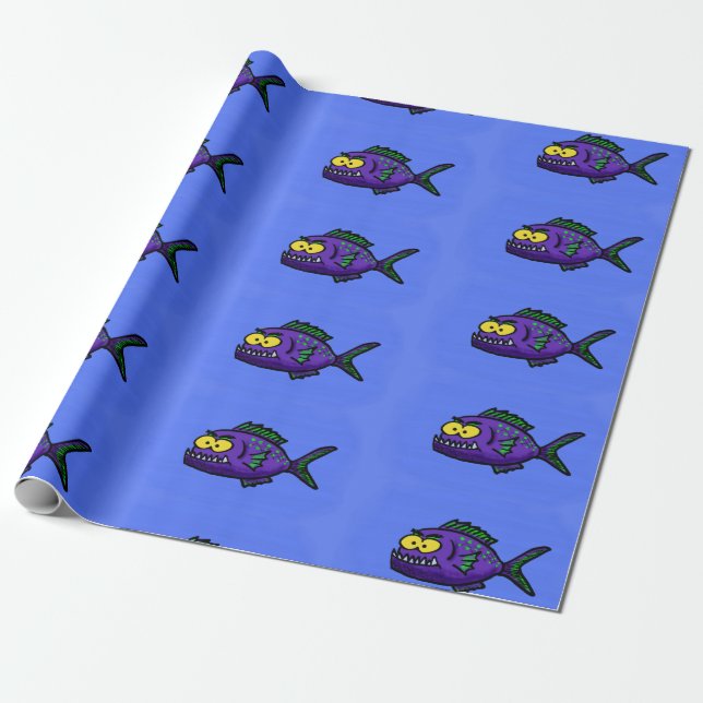 Papier Cadeau Caricature de poisson de Piranha (Déroulé)