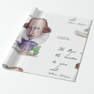Papier Cadeau Caricature de Shakespeare & citation de La Tempête