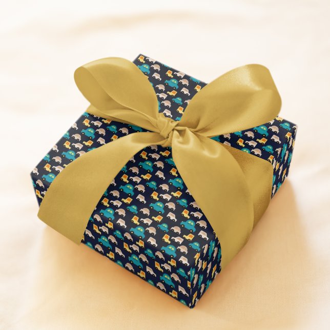 Papier Cadeau Caricature de voitures multicolores (toy car birthday packing gift wrap,gift wrapping paper,return gift wrap paper,paper gift)