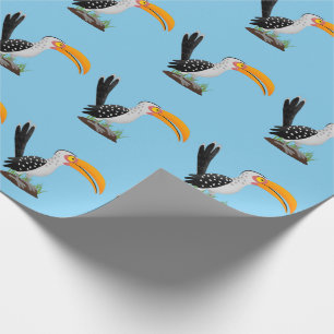 Papier Cadeau Caricature d'oiseau de safari de barbecue jaune am