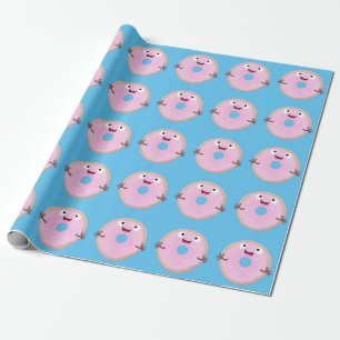 Papier Cadeau Caricature joli beignet rose vitré