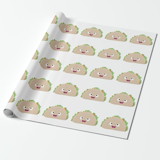 Papier Cadeau Caricature joli sourire taco dessin animé (Déroulé)