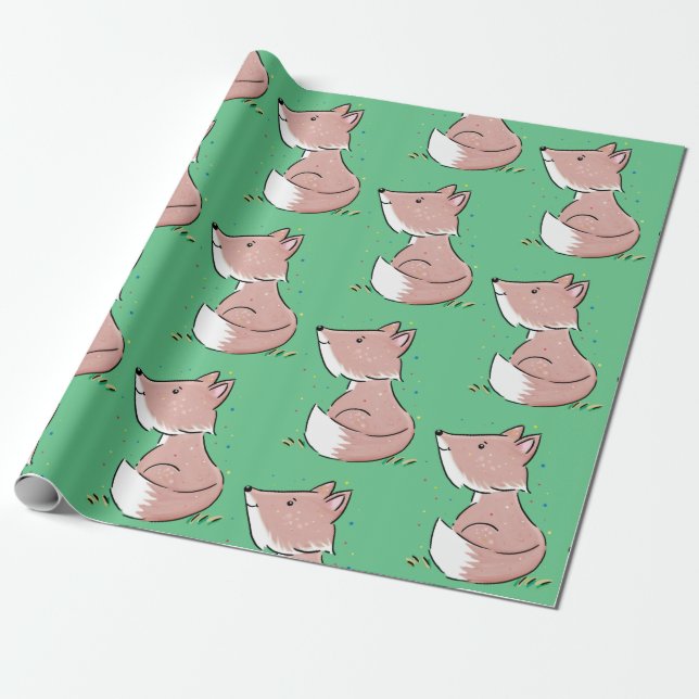 Papier Cadeau Caricature pour bébé renard (Déroulé)