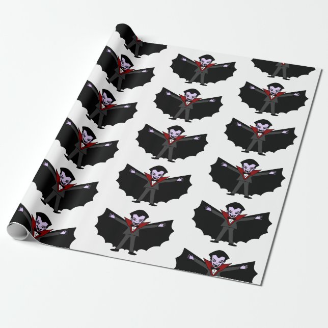 Papier Cadeau Caricature ridicule éffrayante Dracula Vampire (Déroulé)