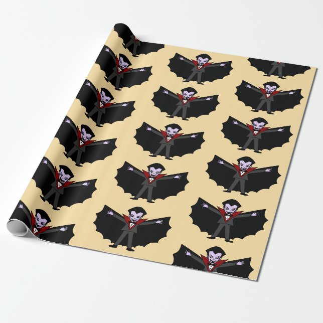 Papier Cadeau Caricature ridicule éffrayante Dracula Vampire (Déroulé)