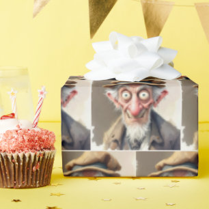 Papier Cadeau Caricature ridicule Vieux Homme