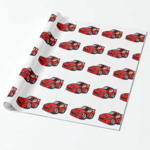 Papier Cadeau Caricature rouge pour supercar - Choisir la couleu