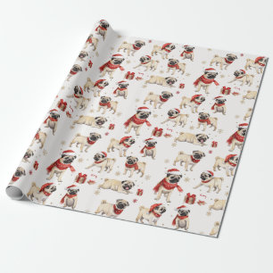 Papier Cadeau Carlin aquarelle Motif Noël