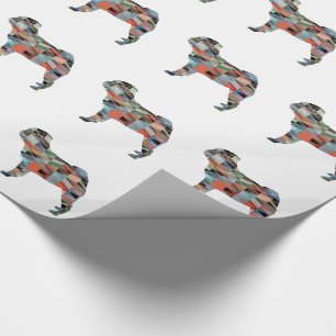 Papier Cadeau Carlin Chien race Geo Silhouette Plaid